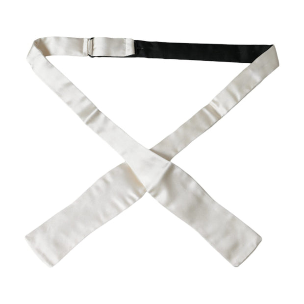 White Silk Slim Skinny Necktie Men Bow Tie