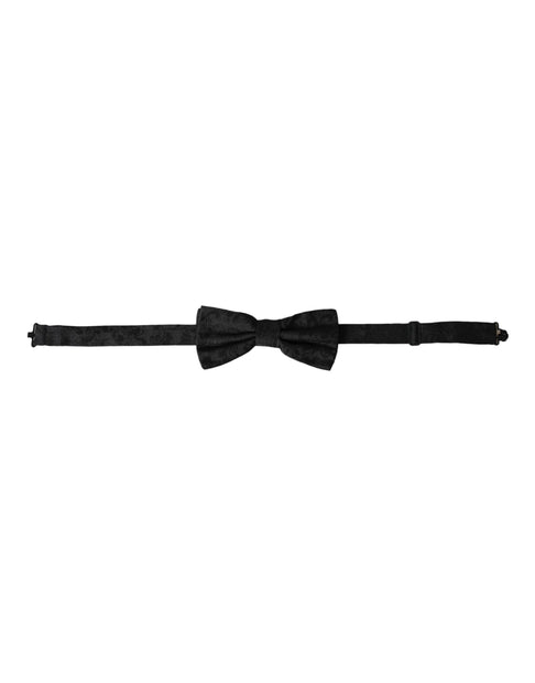 Black Silk Floral Adjustable Neck Men Bow Tie