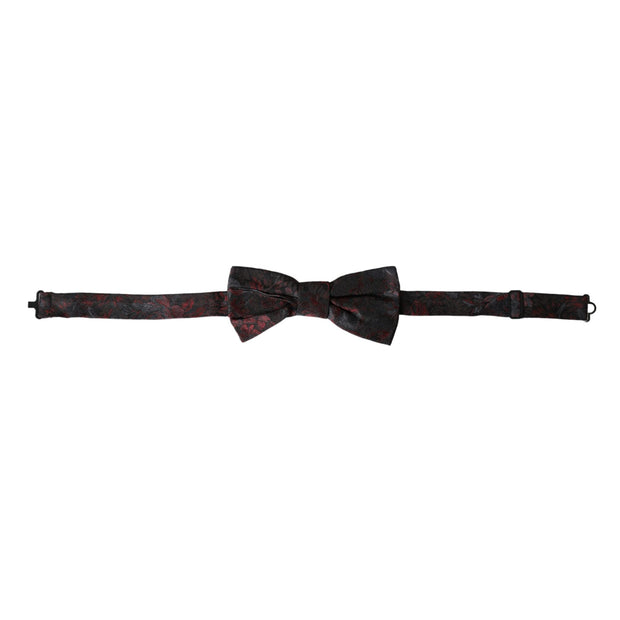 Red Black Floral Adjustable Neck Men Bow Tie