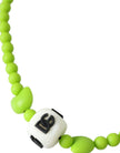 Green Beaded Chain DG Logo Charm Necklace