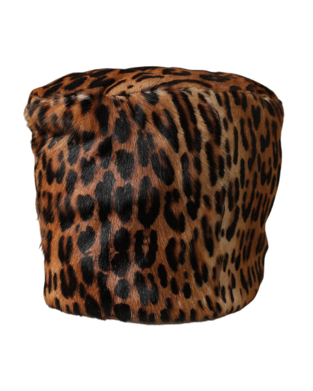 Brown Leopard Fur Women Bucket Hat