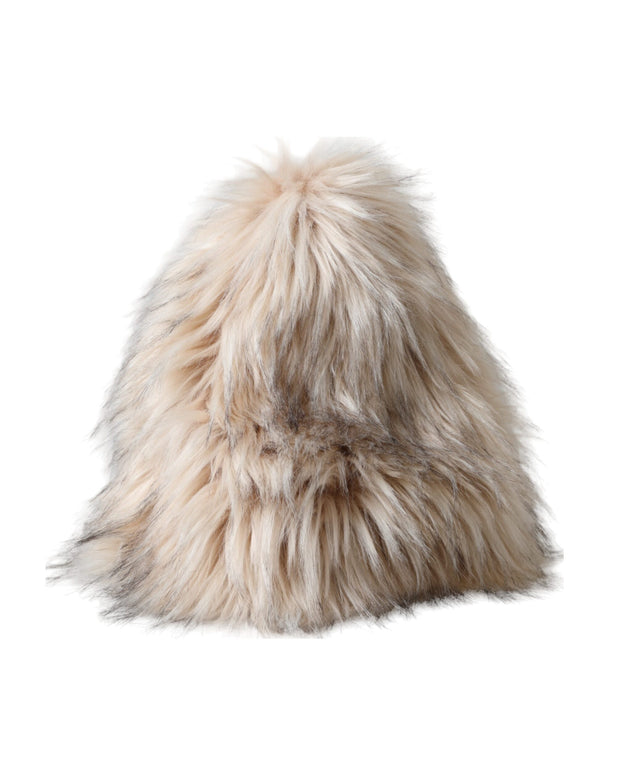 Beige Acrylic Fur Women Bucket Hat