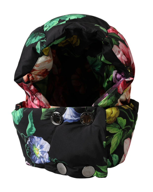 Black Floral Print Whole Head Wrap Hat