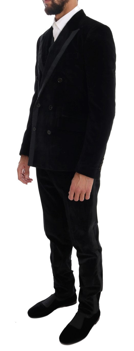 Elegant Black Slim Fit Three-Piece Suit