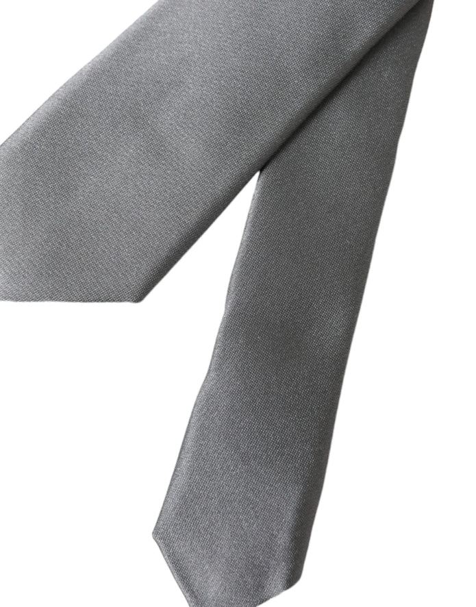 Silver Solid Satin Silk Adjustable Men Tie