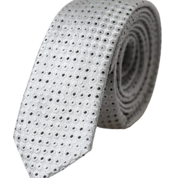 Light Gray Polka Dot Silk Adjustable Men Tie