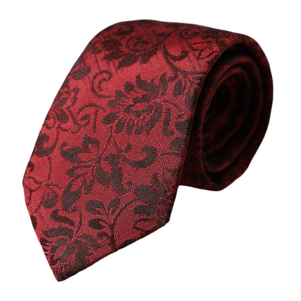 Red Floral Brocade Silk Adjustable Men Tie