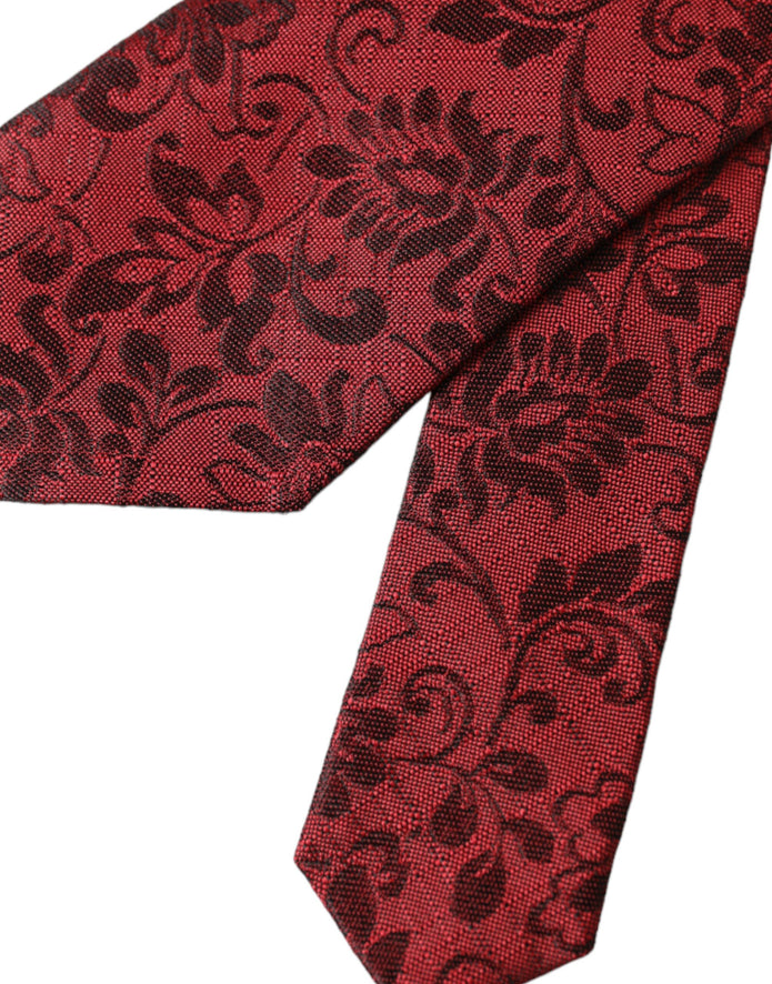 Red Floral Brocade Silk Adjustable Men Tie