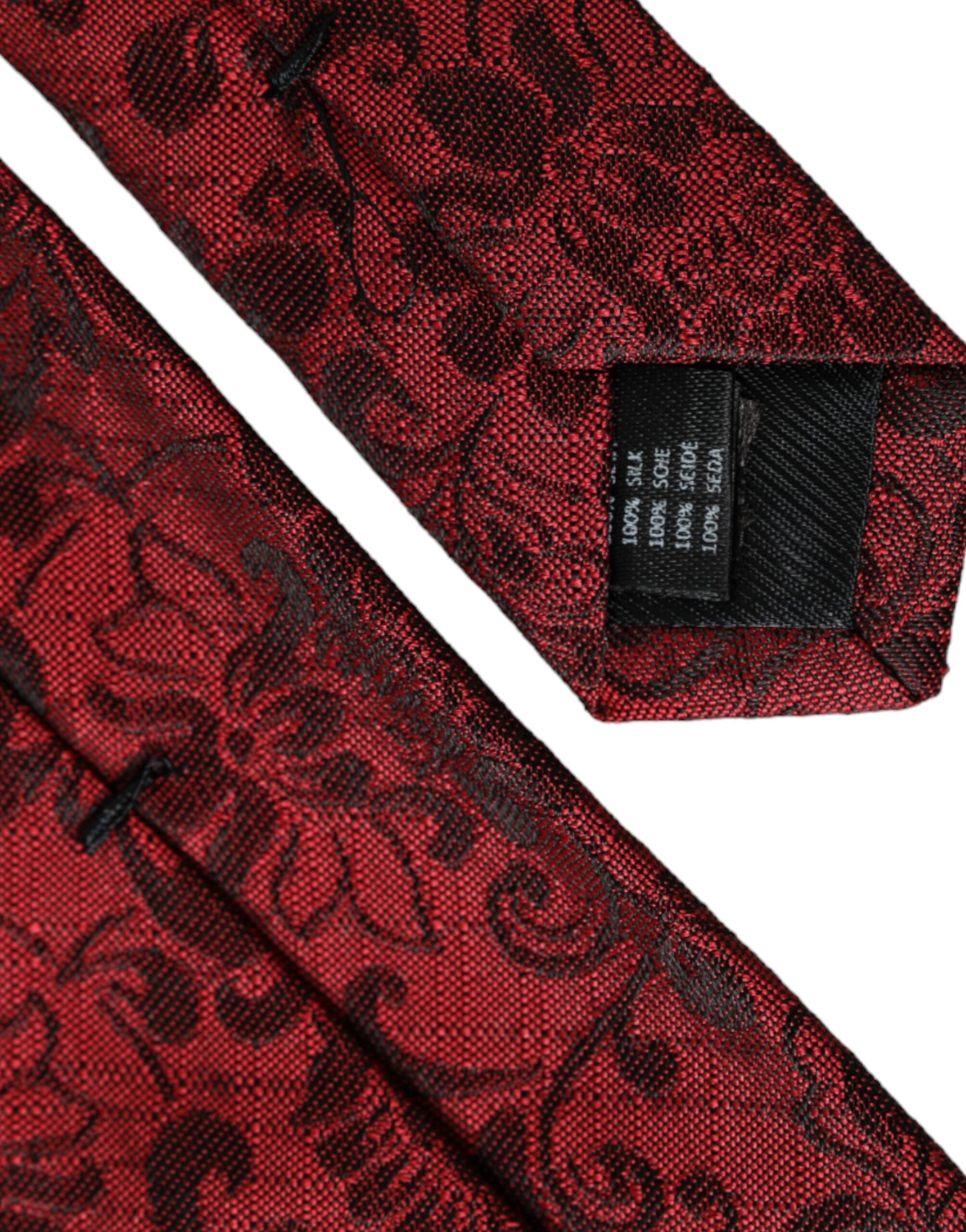 Red Floral Brocade Silk Adjustable Men Tie