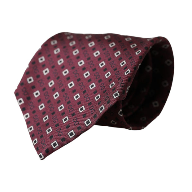 Maroon Silk Branded Logo Adjustable Men Tie