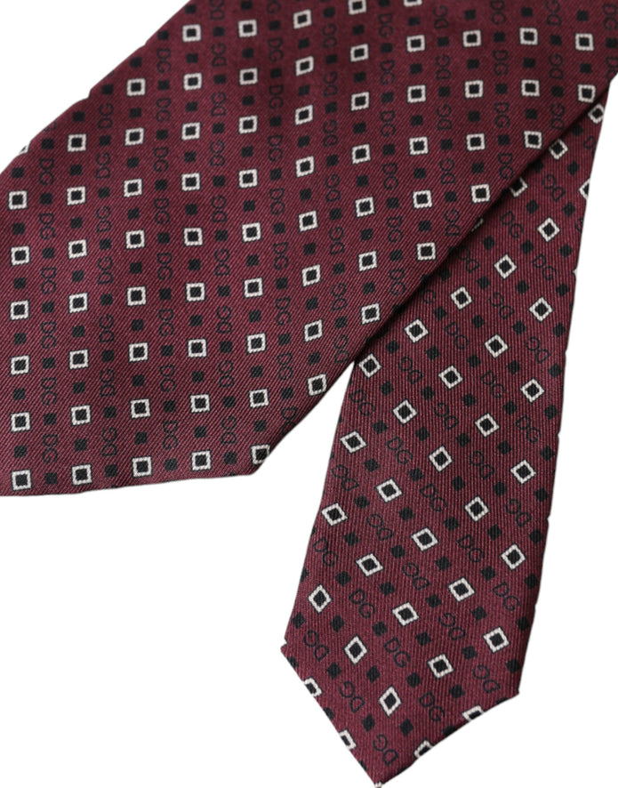 Maroon Silk Branded Logo Adjustable Men Tie