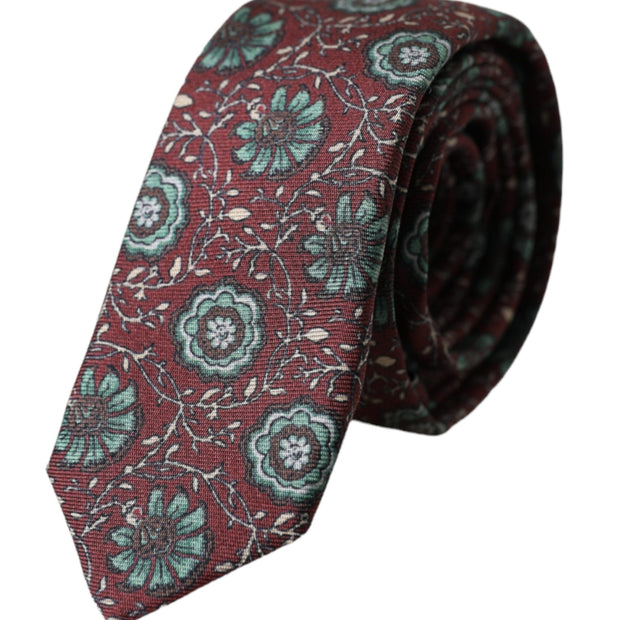 Maroon Floral 100% Silk Adjustable Men Tie