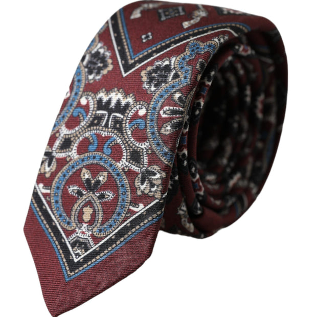 Bordeaux Printed 100% Silk Adjustable Men Tie