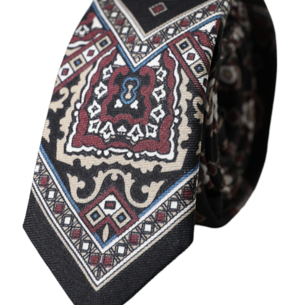 Black Printed 100% Silk Adjustable Men Tie