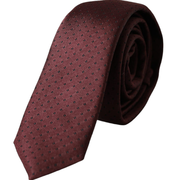 Maroon Dotted 100% Silk Adjustable Men Tie