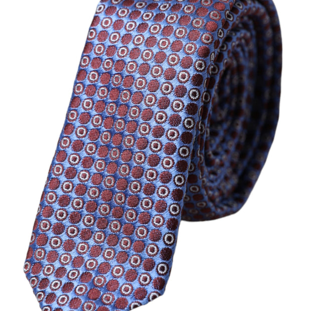 Blue Purple Patterned Silk Adjustable Men Tie