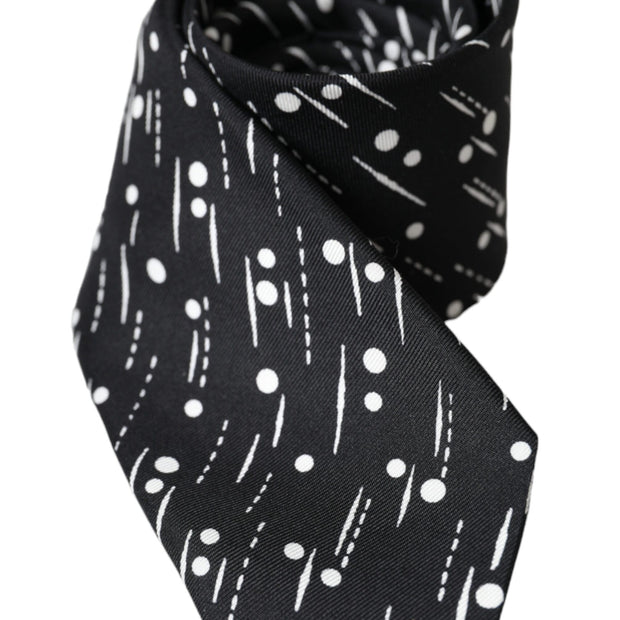 Black Dotted 100% Silk Adjustable Tie