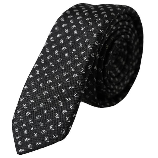 Black Jacquard Patterned Silk Adjustable Men Tie