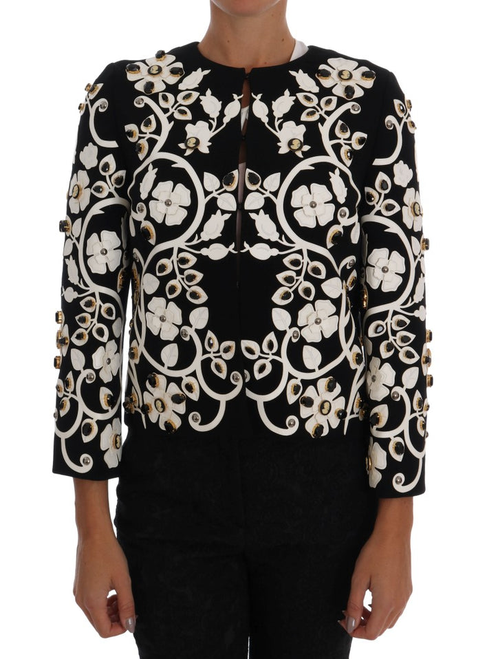 Floral Embroidered Crystal Wool Coat Jacket