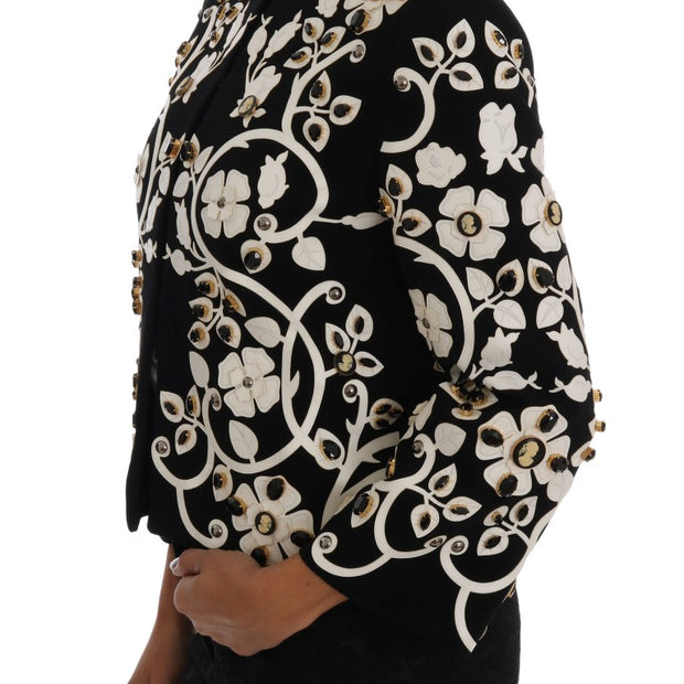 Floral Embroidered Crystal Wool Coat Jacket