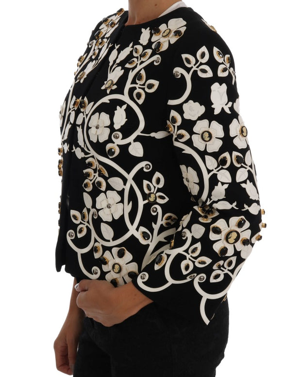 Black Baroque Floral Crystal Jacket