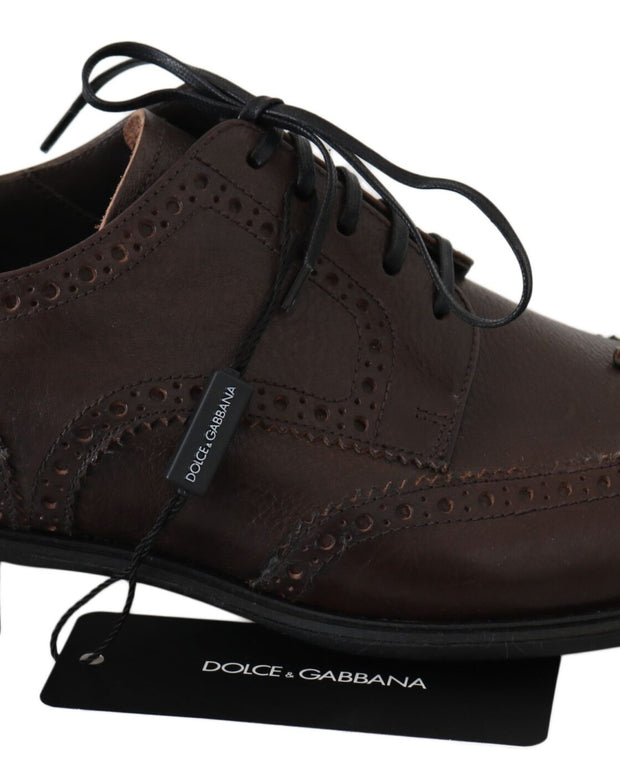 Brown Leather Brogue Derby Dress Shoes