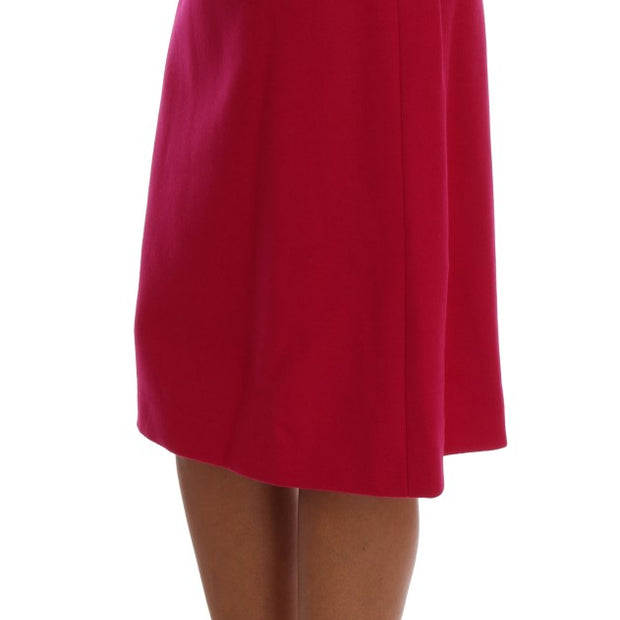 Elegant Pink Wool A-Line Knee-Length Skirt