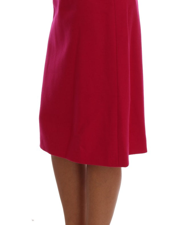 Pink Wool Knee Long A-Line Skirt
