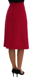 Elegant Pink Wool A-Line Knee-Length Skirt