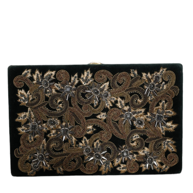 Black Velvet Gold Frame Clutch Evening Party Purse Bag