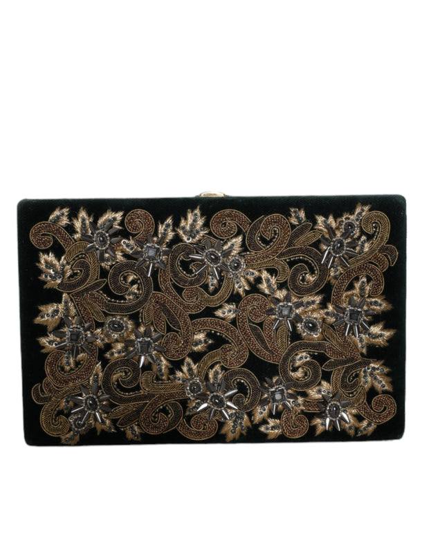 Black Velvet Gold Frame Clutch Evening Party Purse Bag