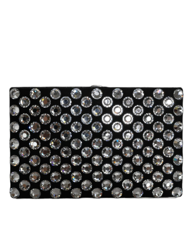 Black Velvet Crystal Clutch Evening Party Purse Bag