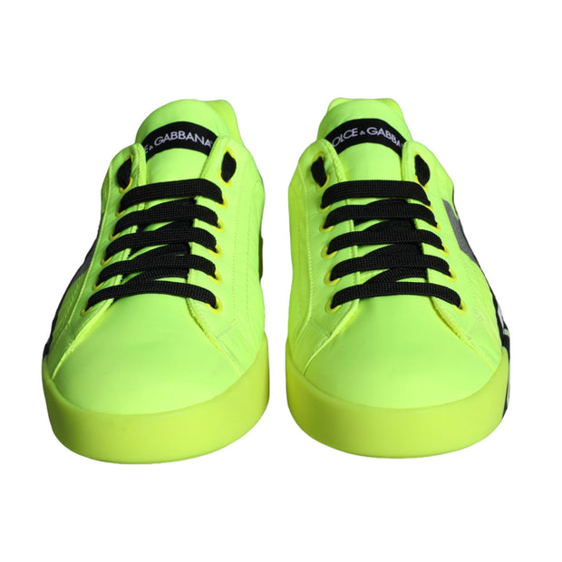 Neon Green Logo Tape Low Top Sneakers Shoes