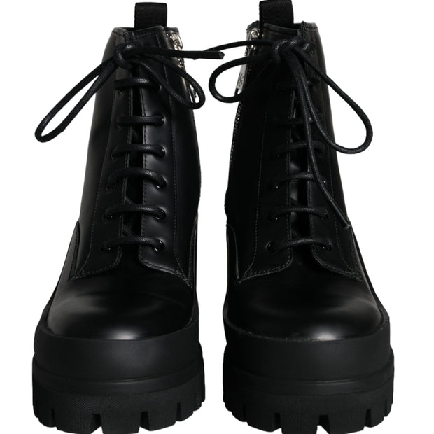 Black Lace Up Trekking Ankle Boots Men Shoes