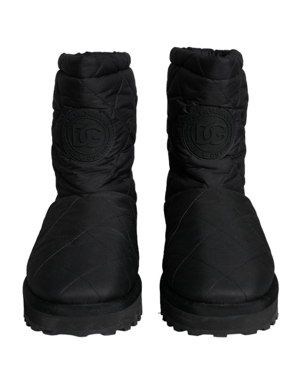Black Nylon Padded Mid Calf Men Boots Shoes