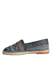 Blue Gray Woven Leather Buffalo Espadrille Shoes