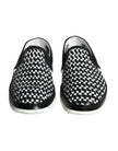 Black White Weaved Slip On Men Loafers Shoes