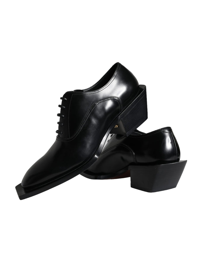 Black Calfskin Leather Derby Dress Men Shoes