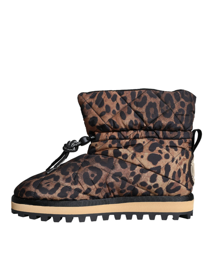 Brown Leopard Ankle Boots Padded Shoes