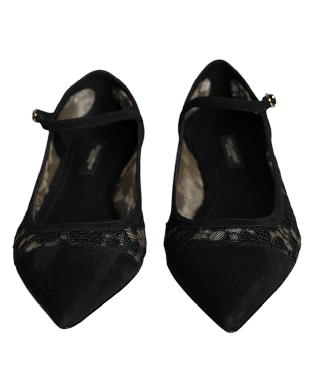 Black Taormina Lace Bellucci Flats Shoes