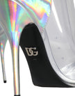 Silver Iridescent PVC Pointed Short Boots Shoes