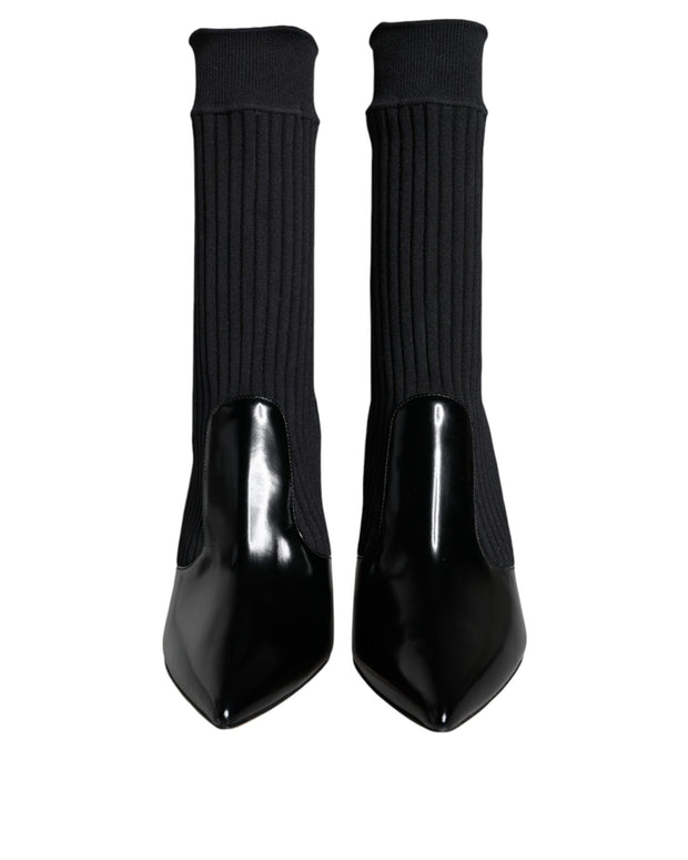 Black Stretch Stilettos Booties Socks Shoes