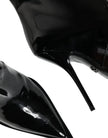 Black Patent Leather Mid Calf Boots Shoes