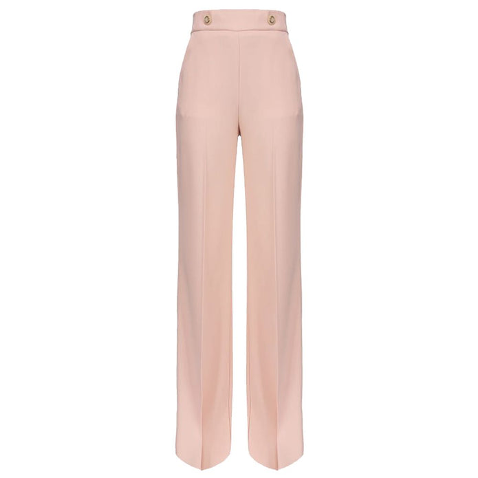 Pink Polyester Women Pant with Gold Button Detail