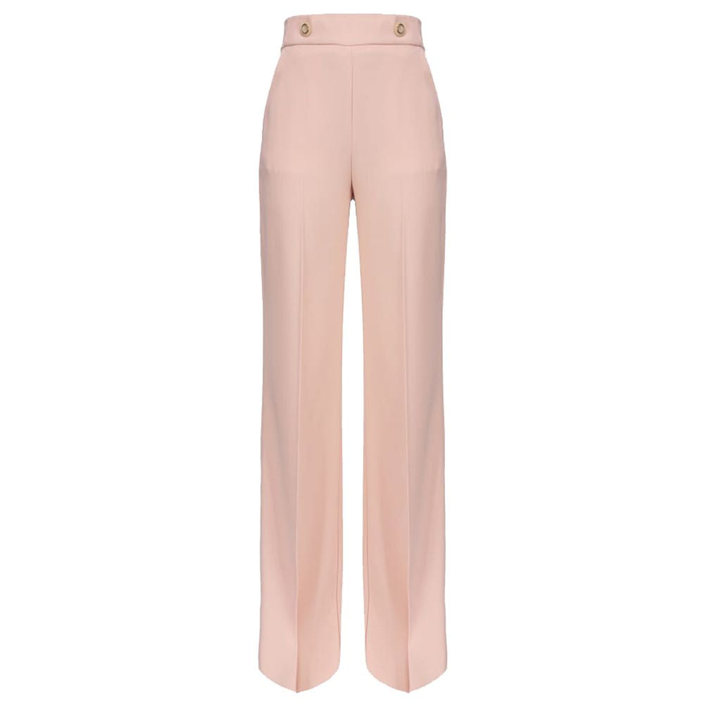 Pink Polyester Women Pant with Gold Button Detail