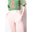 Pink Polyester Women Pant with Gold Button Detail