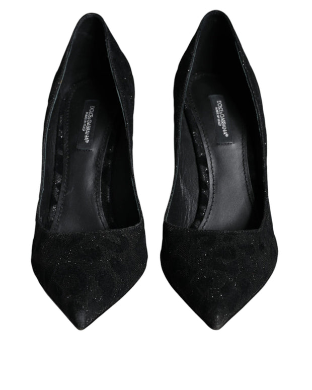 Black Leopard Lurex High Heels Pumps Shoes