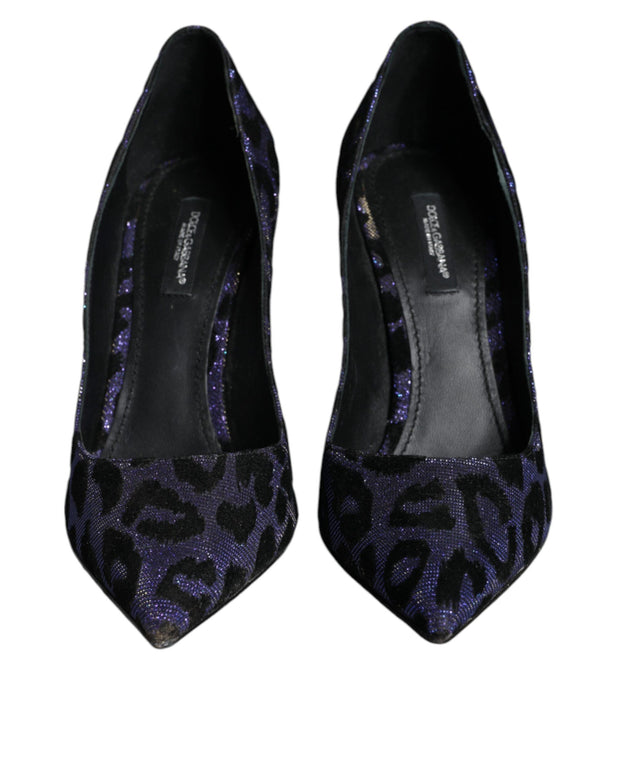 Violet Leopard Lurex High Heels Pumps Shoes