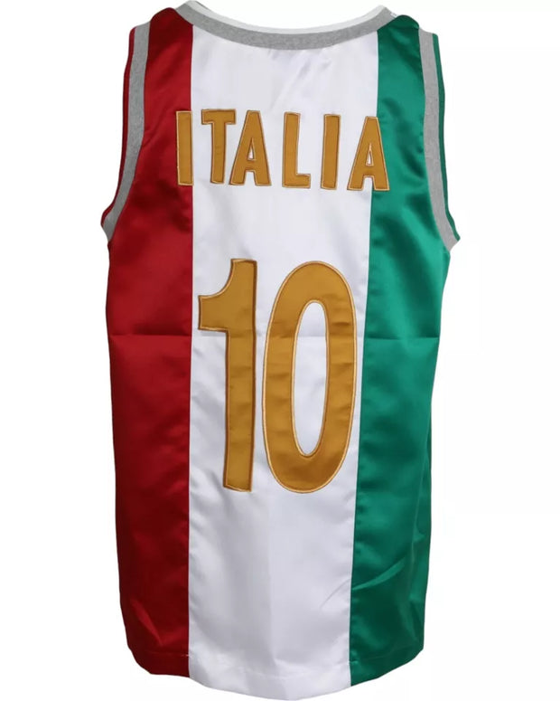 White Green Sleeveless Top Italian Flag Basket T-shirt