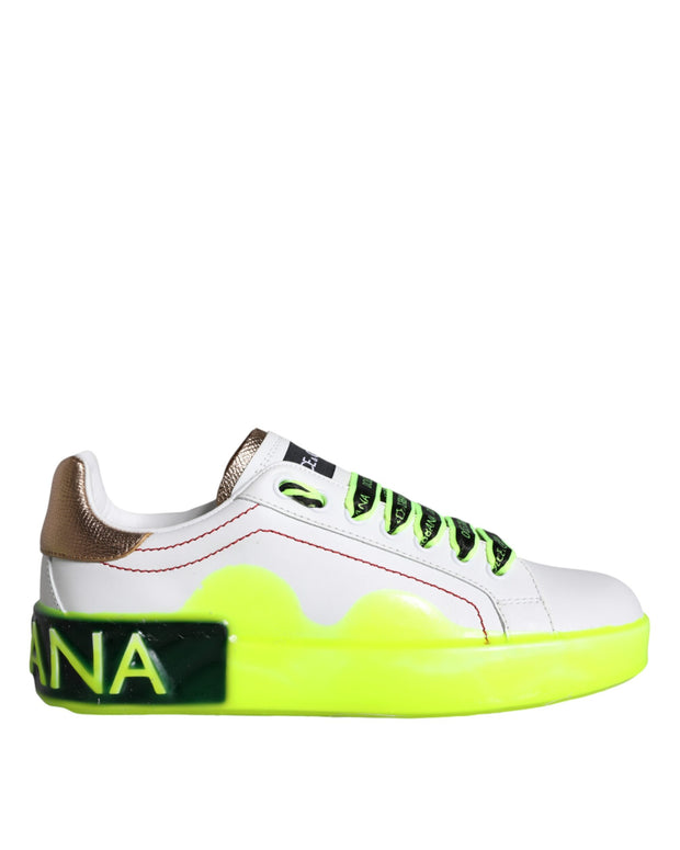 White Leather Portofino Low Top Sneakers Shoes